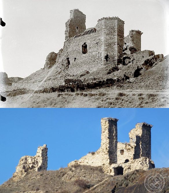 Viendo las dos imágenes del castillo de San Pedro Manrique, con cien años de diferencia, el deterioro en un siglo es palpable. 